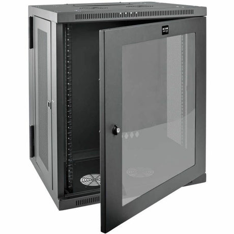 Eaton Tripp Lite Series SmartRack 15U Low-Profile Switch-Depth Wall-Mount Half-Height Rack Enclosure, Clear Acrylic Window, Hinged Back — SRW15USG