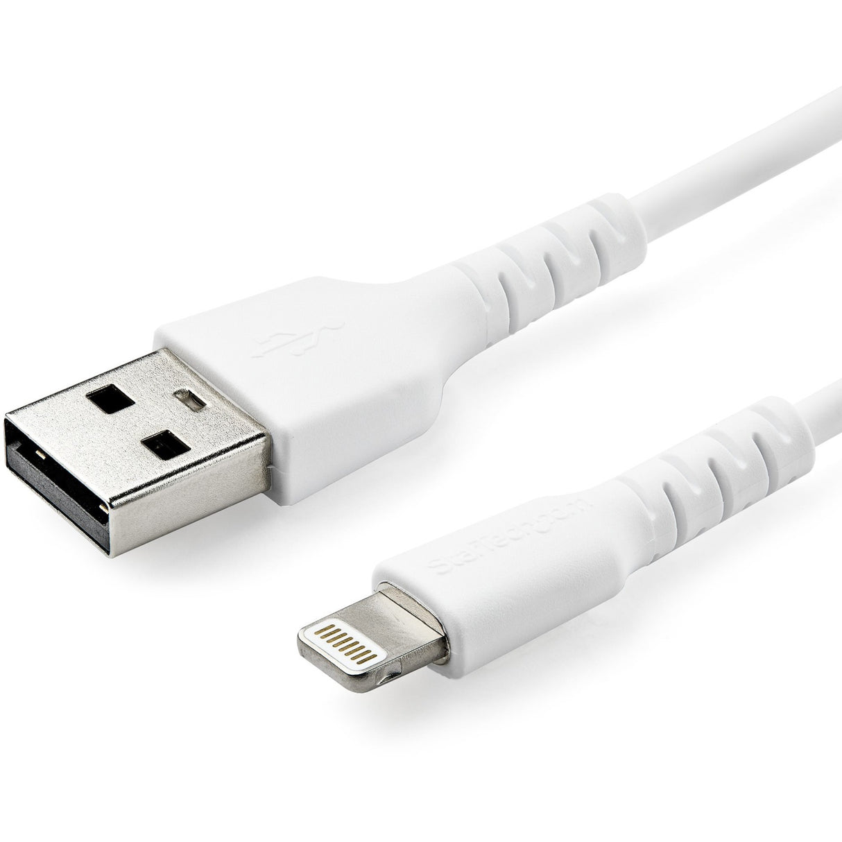 StarTech.com 3 foot/1m Durable White USB-A to Lightning Cable, Rugged Heavy Duty Charging/Sync Cable for Apple iPhone/iPad MFi Certified — RUSBLTMM1M