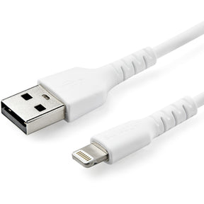 StarTech.com 3 foot/1m Durable White USB-A to Lightning Cable, Rugged Heavy Duty Charging/Sync Cable for Apple iPhone/iPad MFi Certified — RUSBLTMM1M