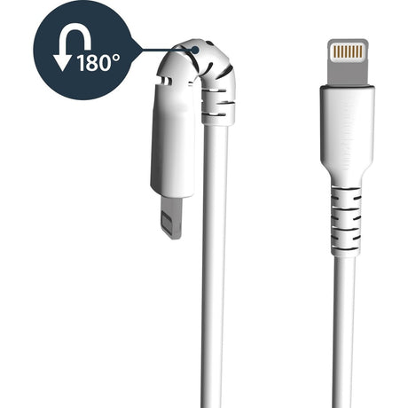 StarTech.com 3 foot/1m Durable White USB-A to Lightning Cable, Rugged Heavy Duty Charging/Sync Cable for Apple iPhone/iPad MFi Certified — RUSBLTMM1M
