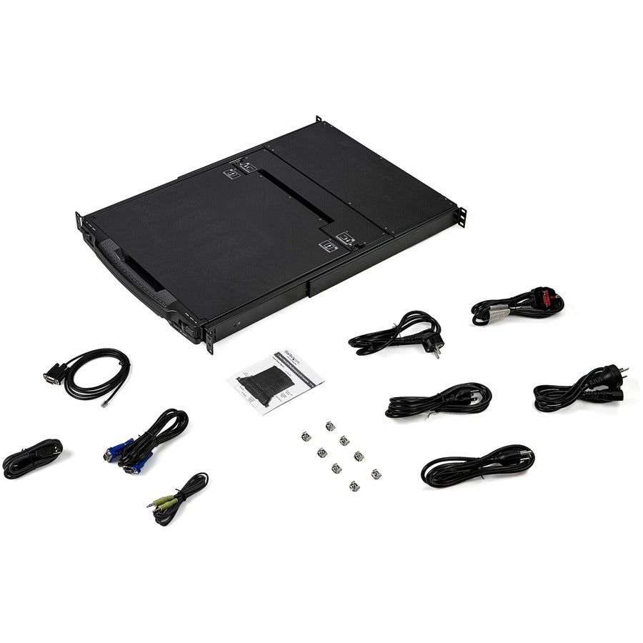 StarTech.com Dual Rail Rackmount KVM Console HD 1080p - DVI/VGA KVM w/17" LCD Monitor - 1U LCD KVM Server Rack Drawer w/Cables USB Support — RKCOND17HD
