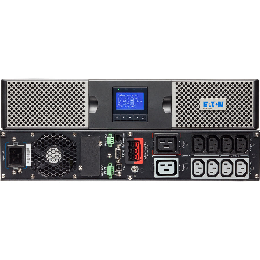 Eaton 9PX 3000VA 2700W 120V Online Double-Conversion UPS - L5-30P, 6x 5-20R, 1 L5-30R Outlets, Cybersecure Network Card Option, Extended Run, 2U Rack/Tower — 9PX3000RT