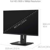 ViewSonic VG2456 24 Inch 1080p Monitor with USB C 3.2, Docking Built-In Gigabit Ethernet and 40 Degree Tilt Ergonomics for Home and Office — VG2456