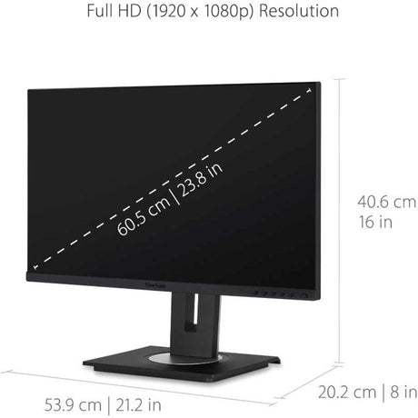 ViewSonic VG2456 24 Inch 1080p Monitor with USB C 3.2, Docking Built-In Gigabit Ethernet and 40 Degree Tilt Ergonomics for Home and Office — VG2456
