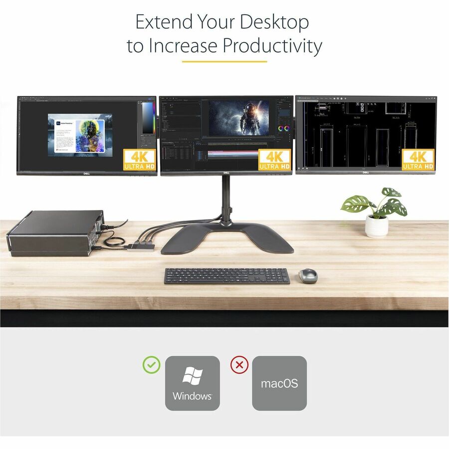 StarTech.com 3-Port DisplayPort 1.4 Splitter, DisplayPort to 3x DP Multi-Monitor Adapter, Triple 4K Computer MST Hub, Windows Only — MST14DP123DP