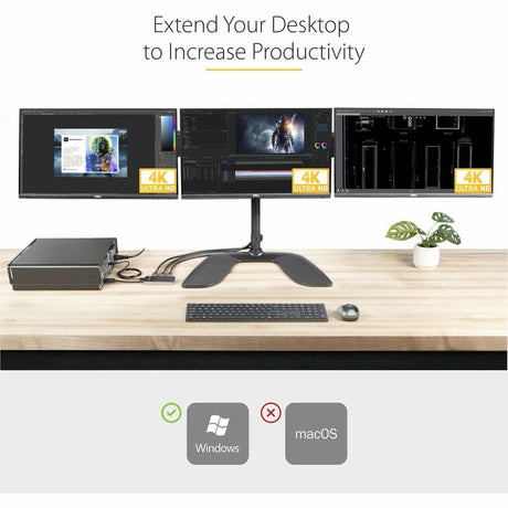 StarTech.com 3-Port DisplayPort 1.4 Splitter, DisplayPort to 3x DP Multi-Monitor Adapter, Triple 4K Computer MST Hub, Windows Only — MST14DP123DP