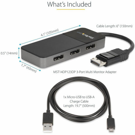 StarTech.com 3-Port DisplayPort 1.4 Splitter, DisplayPort to 3x DP Multi-Monitor Adapter, Triple 4K Computer MST Hub, Windows Only — MST14DP123DP