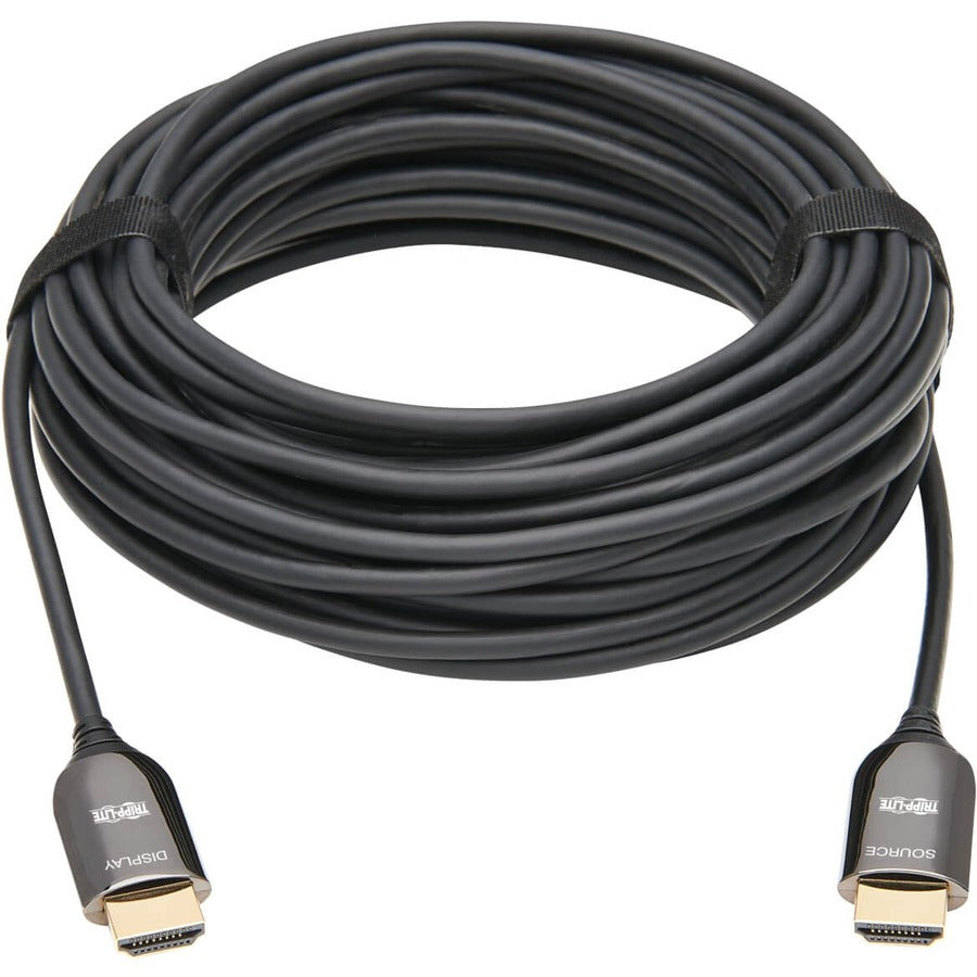 Eaton Tripp Lite Series 8K HDMI Plenum-Rated Fiber Active Optical Cable (AOC) - 8K UHD @ 60 Hz, HDR, M/M, Black, 15 m (49 ft.) — P568F-15M-8K6