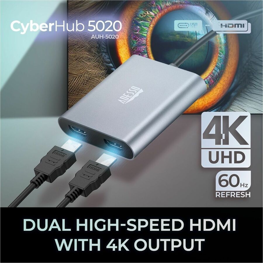 Adesso USB-C to Dual HDMI Adapter — AUH-5020