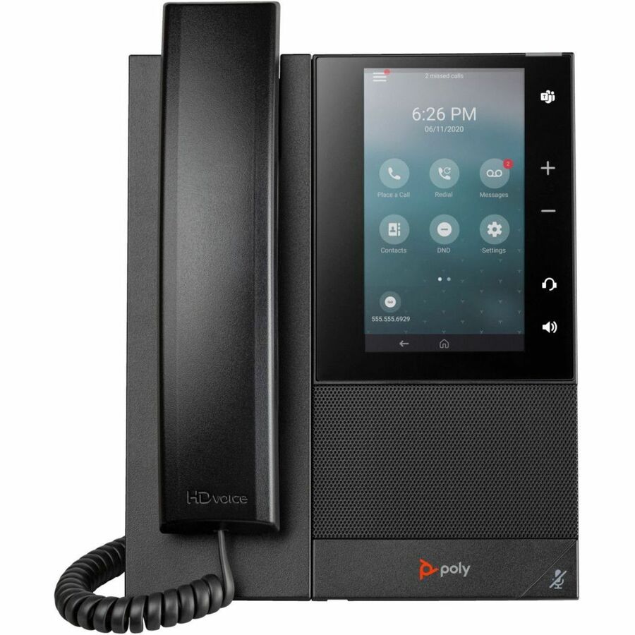 Poly CCX 505 IP Phone - Corded - Corded/Cordless - Bluetooth, Wi-Fi - Desktop, Wall Mountable - Black — 82Z82AA