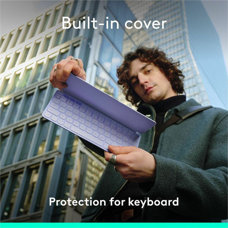 Logitech Keys-To-Go 2 Portable Bluetooth Keyboard for Tablet With Built-in Cover, Slim and Compact Wireless Keyboard for Windows, Android, Linux, iPad, iPhone, Mac, Apple TV (Lilac) — 920-012920