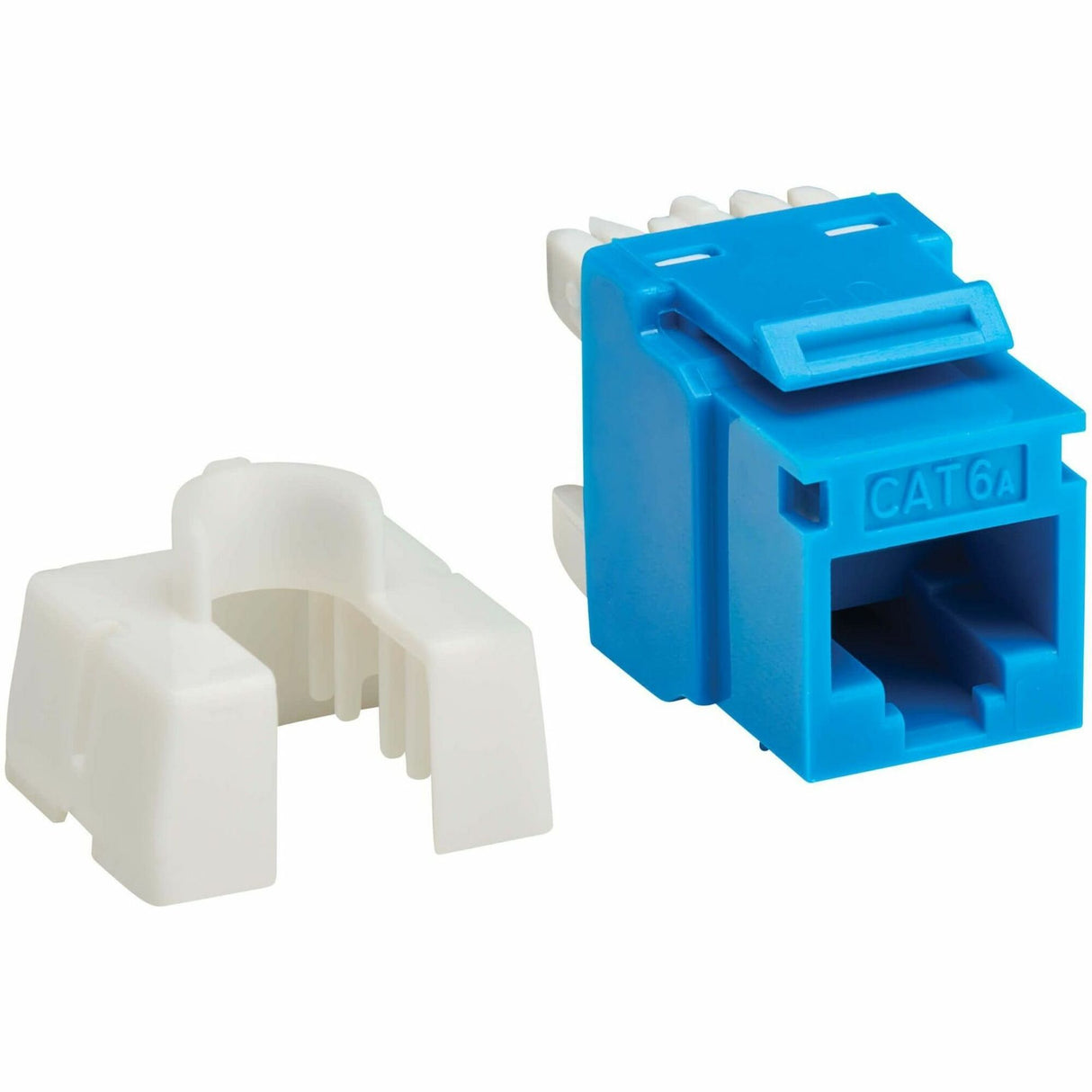 Eaton Tripp Lite Series Cat6a Keystone Jack - 4PPoE Compliant, 110/Krone, 568A/B, RJ45 Ethernet, Blue, TAA — N238-001-BL-6A